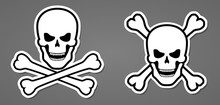 Pirate Symbol Skull With Bone Cross Sticker Vector Illustration