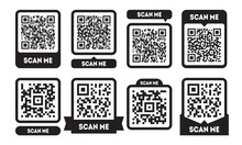 Scan Me Template Set With QR Codes. Qrcode Icon For Mobile App
