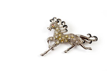 Brooch In The Shape Of A Horse With Shiny Stones