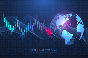 Stock market or forex trading business graph chart for financial investment concept. Business presentation for your design and text. Economy trends, business idea and technology innovation design.