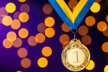 Wall Mural - gold champion or winners medallion on a ribbon