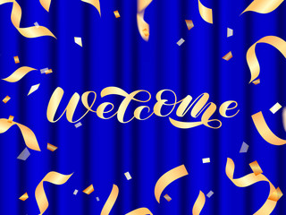 Wall Mural - Welcome brush lettering. Vector illustration for card or poster