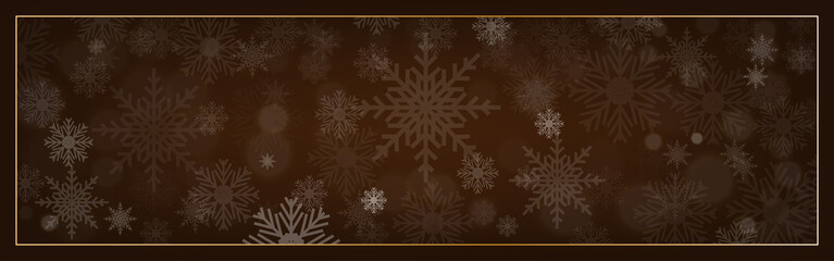 Wall Mural - Merry Christmas decorative design with snowflake on dark brown background