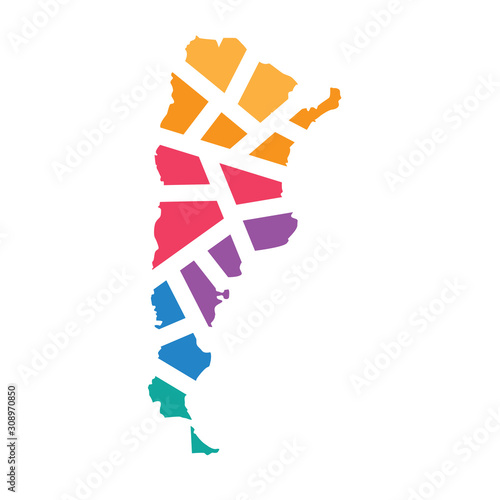 Fotomural colorful geometric Argentina map- vector illustration