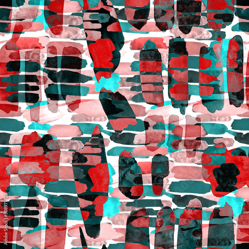 Watercolor creative seamless pattern with abstract elements. Can be used for ...