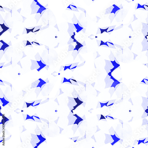 Watercolor seamless pattern with colorful geometric figures. Abstract geometr...