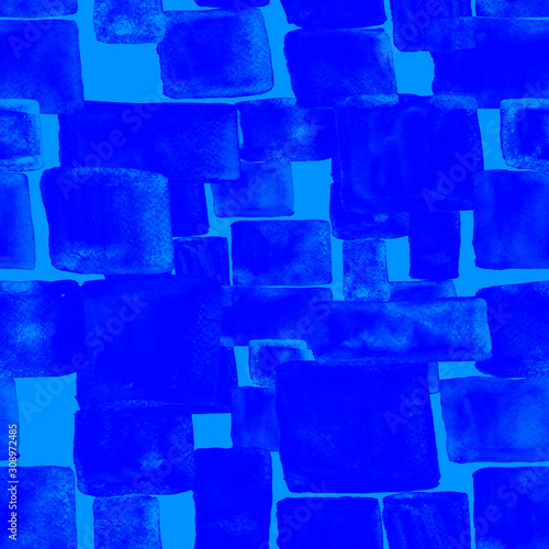 Watercolor seamless pattern with colorful squares. Abstract geometric texture...