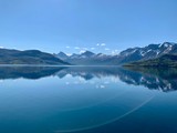 Fototapeta Natura - Reflections of mountains in the fjord, ⁨Halsa⁩, ⁨Nordland⁩, ⁨Norway⁩