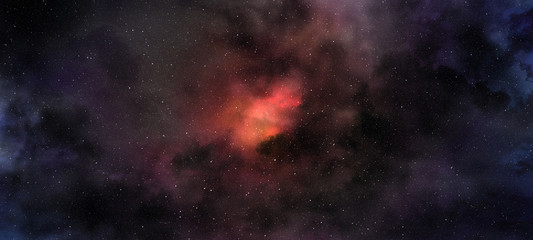 Wall Mural - purple red glowing nebula in the starry sky