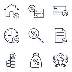 Poster - Credit and Loan set icon template color editable. Finance pack symbol vector sign isolated on white background icons vector illustration for graphic and web design.