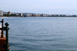 View of city of Thessaloniki, Greece. Thermaikos Gulf and White Tower. Thessaloniki waterfront, blue sea and sky, wide shot.