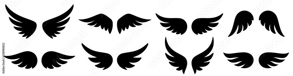 Wings icons set. Wing logo. Vector - obrazy, fototapety, plakaty 
