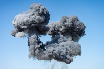 toxic cloud in the sky after the explosion of a chemical products factory