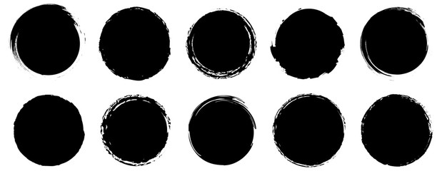 Poster - Grunge banner collection. Grounge round shapes big set. Vector