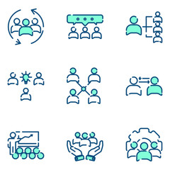 Poster - Team Work set icon template color editable. Meeting and more pack symbol vector sign isolated on white background icons vector illustration for graphic and web design.
