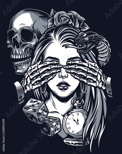 Vintage chicano tattoo template