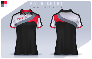 t-shirt sport design for women, Soccer jersey mockup for football club.  Polo Uniform template.