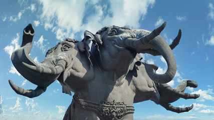 Huge elephant statue building of the Erawan museum, Bangkok, Thailand