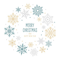 Wall Mural - christmas snowflakes elements ornaments decoration greeting card on isolated white background