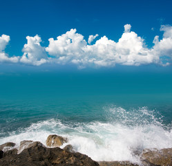 Wall Mural - sea with waves and clouds sky