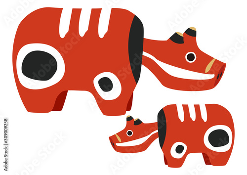 赤べこ 牛のおもちゃのイラスト 日本の置物 会津地方のお土産 Stock Vector Adobe Stock