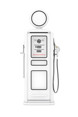 Aufkleber - White Retro Gas Pump in Clay Style. 3d Rendering