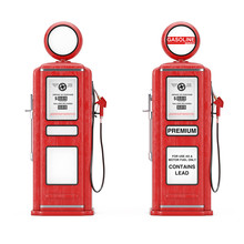 Red Retro Gas Pump. 3d Rendering