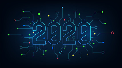 Wall Mural - 2020 graphic text number technology background