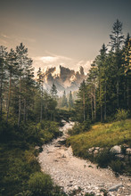Dolomites Mountain Landscape During The Sunrise