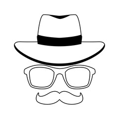 Sticker - western hat with glasses and mustache icon