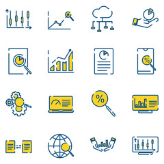 Leinwandbilder - Data Analysis set icon template color editable. Data Analysis pack symbol vector sign isolated on white background icons vector illustration for graphic and web design.