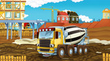 Fototapeta  - cartoon scene with industry cars on construction site - illustration for children