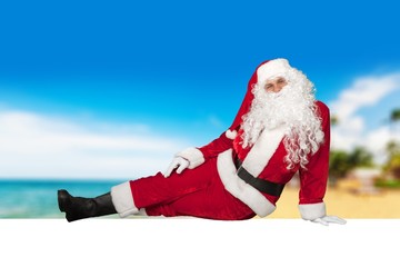 Poster - Portrait of Surprised Santa Claus on white background