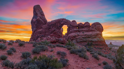 Wall Mural - Turret Arch at sunset.Windows Loop Trail.Arches National Park.Utah.USA