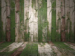 Wall Mural - Green wood walls and floor for background