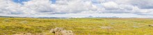 Panoramic View About Wide Southern Iceland Veld In Summer