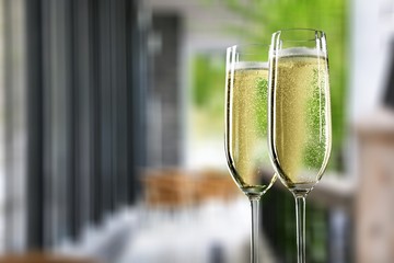 Sticker - Two Luxury glasses of champagne on background