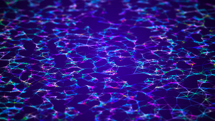 Poster - Visualization musical sounds. Abstract technology background. Artificial intelligence. Science background. Big data visualization. 3D rendering.