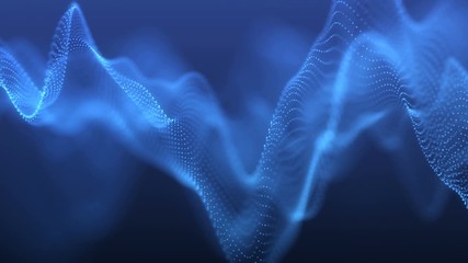 Wall Mural - 4k video. lines abstract. looped animation. wave pattern. dotted lines. neon waves. particles backgr