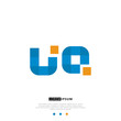 © WhyStock - UQ U Q Logo Monogram with Blue and yellow Colors. modern letter logo design