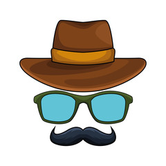 Sticker - western hat with glasses and mustache icon