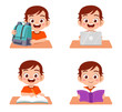 © Colorfuel Studio - happy cute kids boy and girl study set