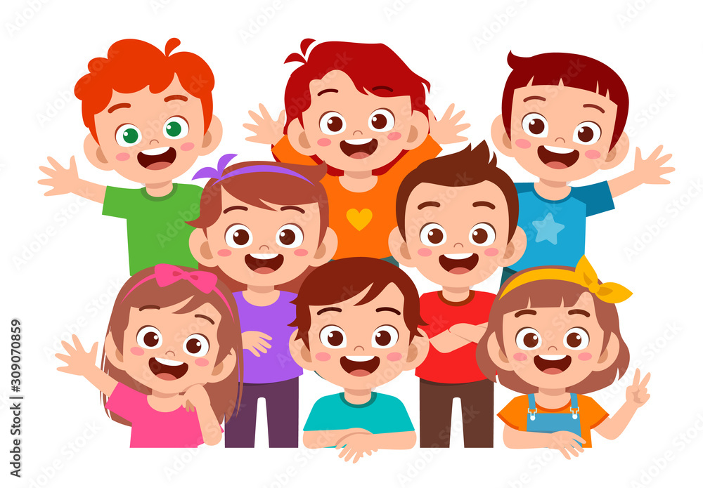 happy cute kids boy and girl smile together Stock Vector | Adobe Stock