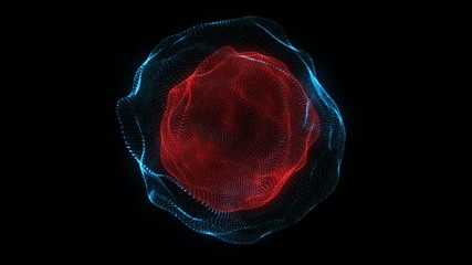 Wall Mural - abstract glowing sphere. glow particles. wavy round shape. motion background. futuristic element. is