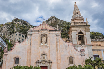 Sticker - St Joseph Church located on Square of 9th April in Taormina city on Sicily Island, Italy