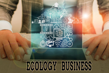 Conceptual hand writing showing Ecology Business. Concept meaning global ecology and environment protection business