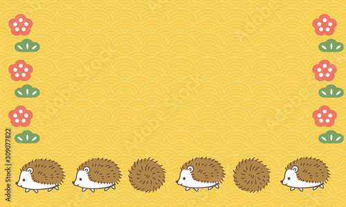 ハリネズミ和風 年賀状 フレーム Stock Vector Adobe Stock ハリネズミ和風 年賀状 フレーム Stock Vector Adobe Stock