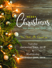 Ready To Print Christmas Banner Vertical Christmas Office Use Business Hours Federal Holidays Poster Greeting Cards Headers