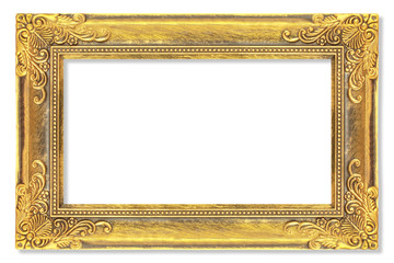 Old Gold frame isolated on white background with clipping path