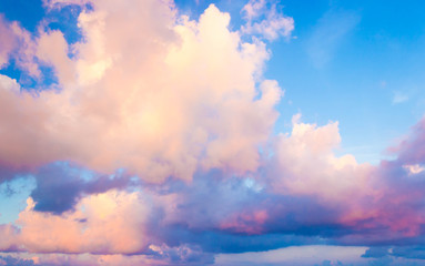 Sticker - Fantastic view with beauty colorful of dramatic sky and clouds in the evening